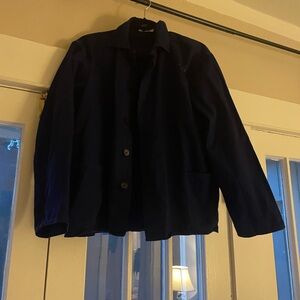 Oversized blue chore coat